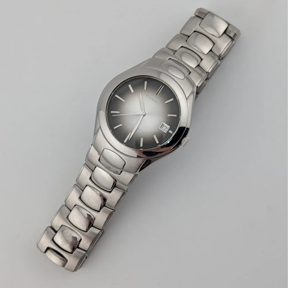 Fossil Arkitek FS-2903 Gray Brown Sunburst Dial Stainless Steel Date Watch 36mm